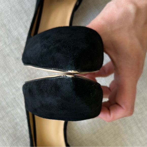 Michael Michael Kors D'Orsay Heels 8.5 Suede Leather Black Stiletto Pointed Toe - Picture 8 of 9